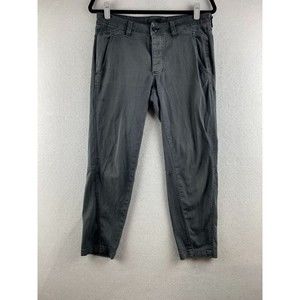 Prana Pants Womens 8 Gray Capri Chino Mid-Rise Button-Fly Slash Pockets Dark